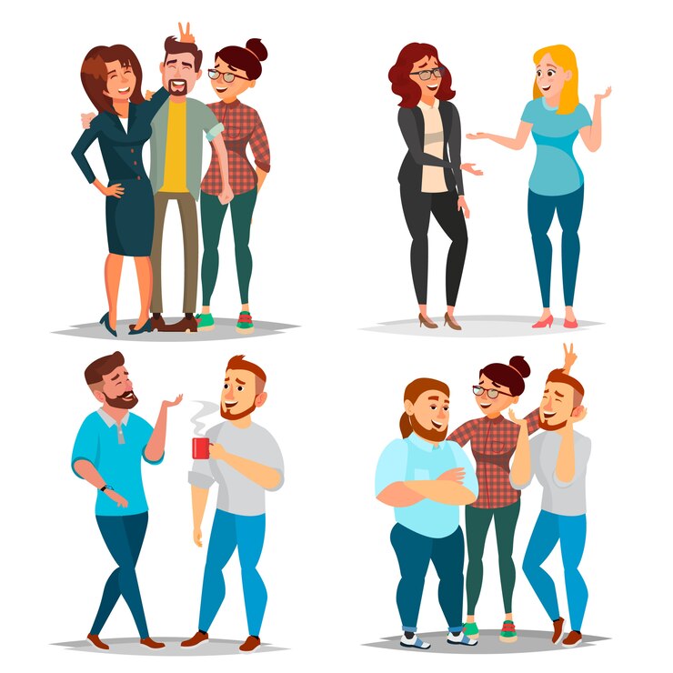 Vector friends characters set 