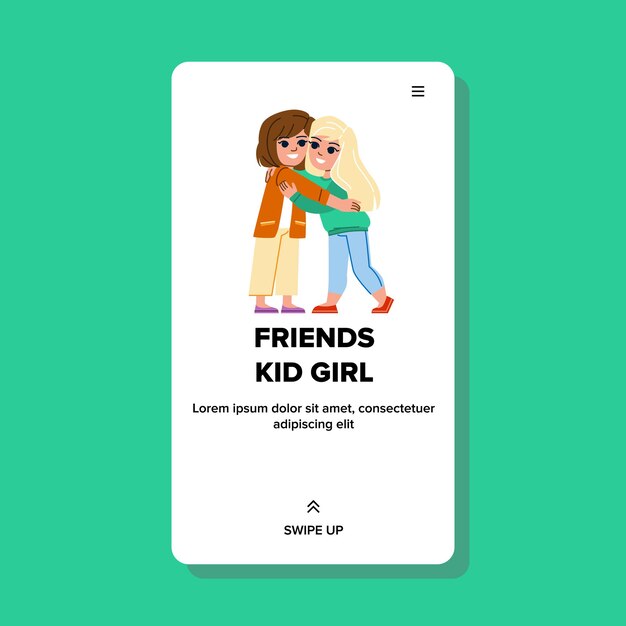 Friends kid girl vector