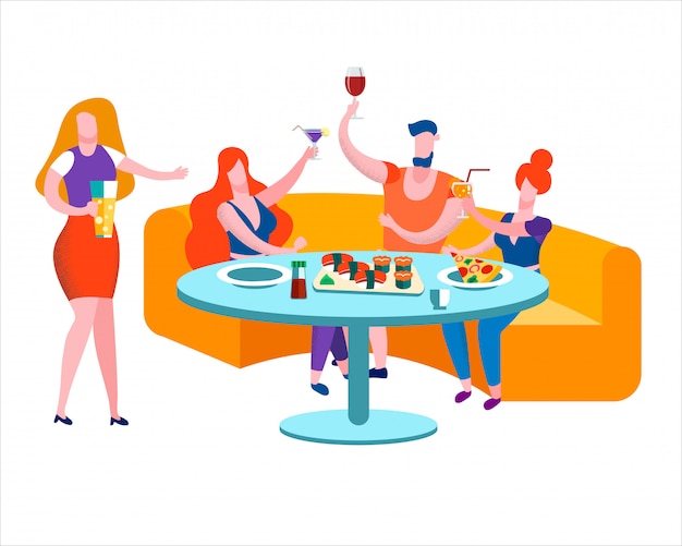 Встреча друзей и празднование вечеринки в баре Leisure