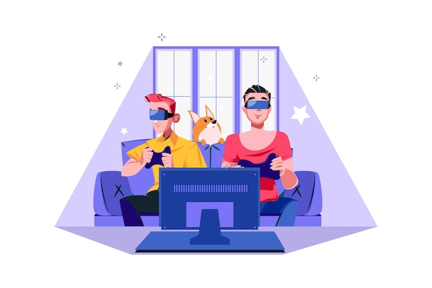 Vector friends playing video games