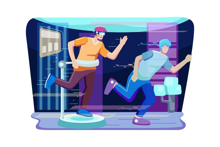 Vector 가상 현실 게임을 하는 친구들