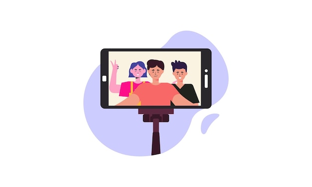 friends taking a selfie friendship and youth concept illustration