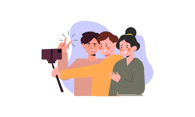 Friends taking a selfie Friendship and youth concept illustration