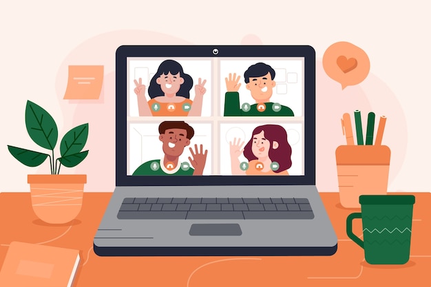 friends video calling concept