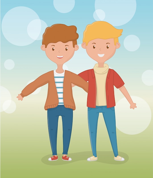 Vector friendship of boys cartoons design