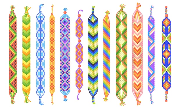 Браслеты дружбы Diy hippy браслет ремесло ювелирные изделия браслет братства дружбы рисунок нить дизайн дети группа аккуратная векторная иллюстрация браслета ремесла ручной работы дружба мода