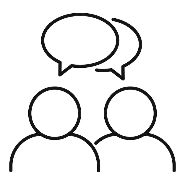 Иконка дружеского разговора. Очертание векторной иконки дружеского разговора для веб-дизайна, выделенной на белом фоне.
