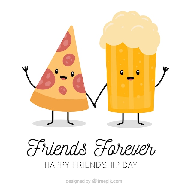 Friendship day background with cartoon food