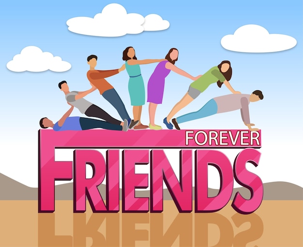 Friendship day celebration Group of friends Enjoy Illustration background Free Download