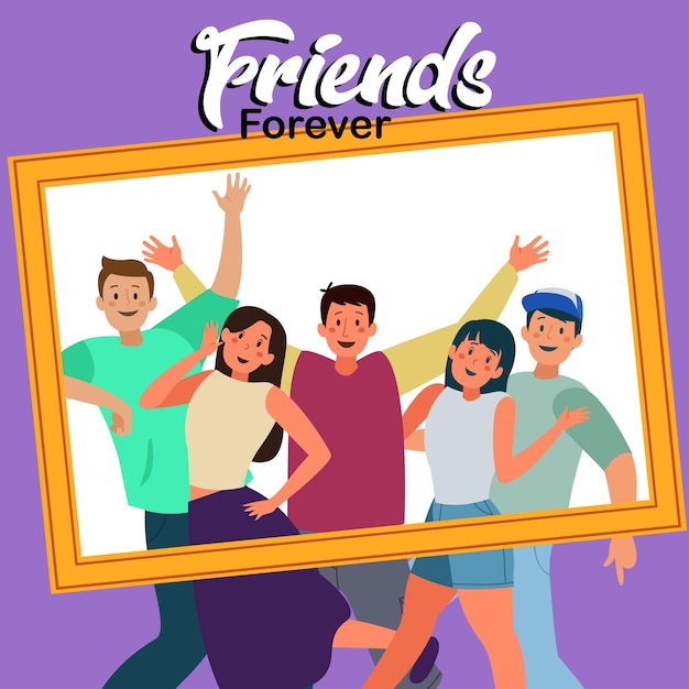 Friendship day flat Illustration background Free Download