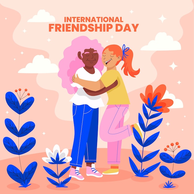 friendship day hand drawn flat illustration