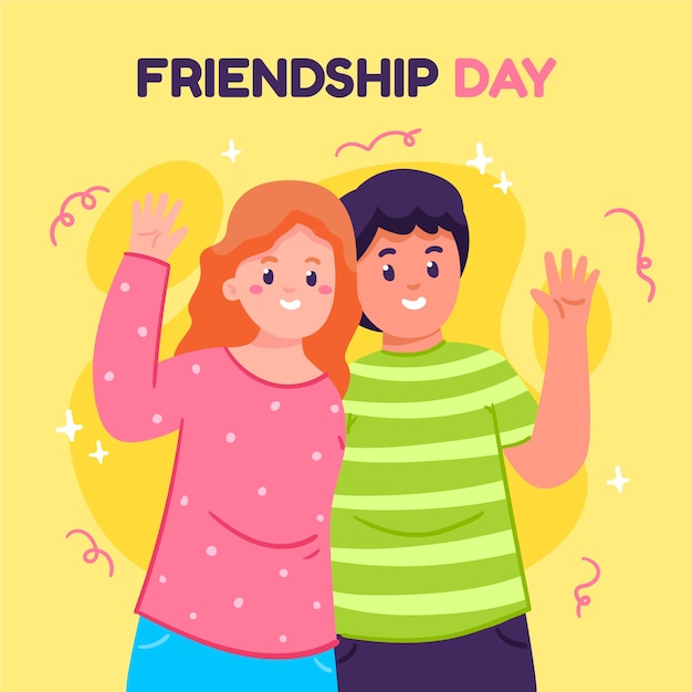 Vector friendship day hand drawn flat illustration