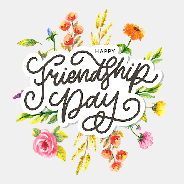 Vector friendship day  illustration with text and elements for celebrating friendship day 2020