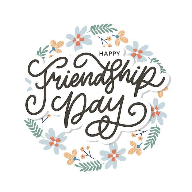 Friendship day  illustration with text and elements for celebrating friendship day flowers