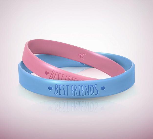 Vector friendship day. two rubbers bracelets for friends