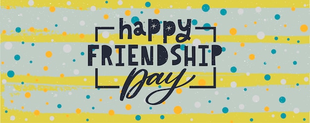 Векторная иллюстрация дня дружбы с текстом и элементами для празднования дня дружбы