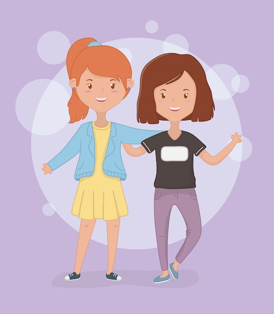 Friendship of girls cartoons design