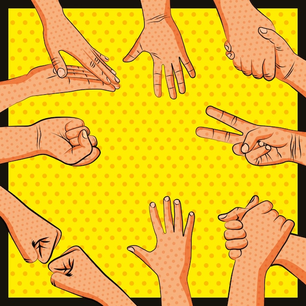 Friendship hands greeting pop art