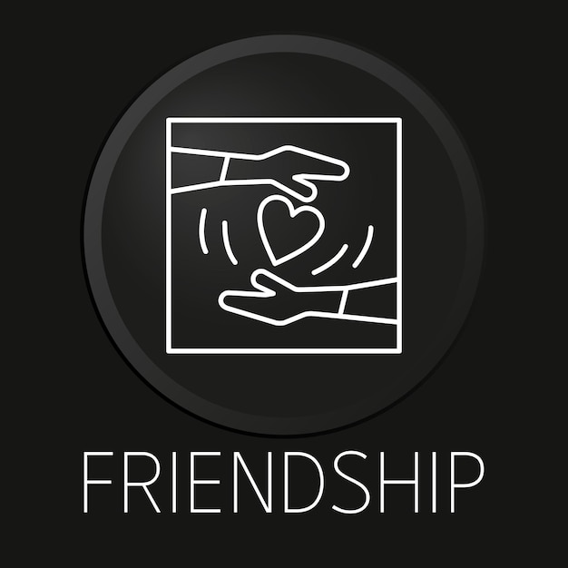 Friendship minimal vector line icon on 3D button isolated on black background Premium VectorxDxA