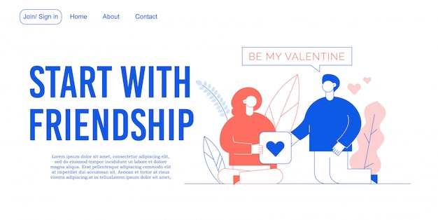 Friendship relationship building landing page