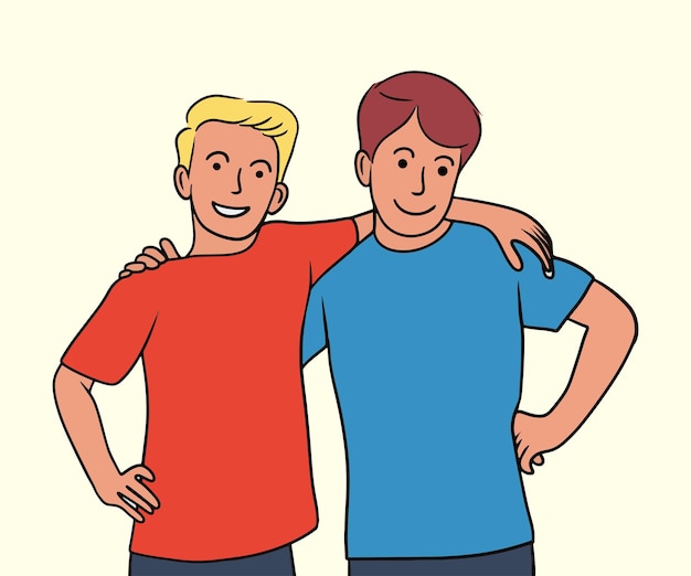 Vector friendship of two boys illustration