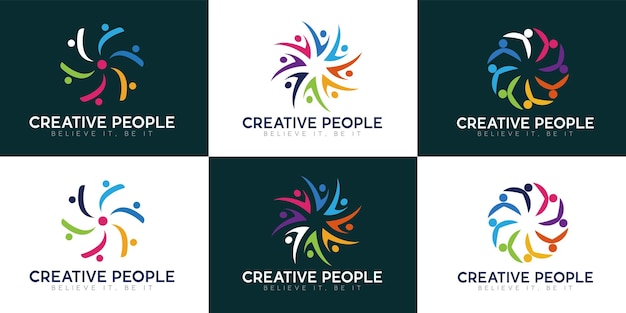 Logo dell'amicizia unità cura delle persone logo delle persone creative lavoro di squadra connettività logo premium