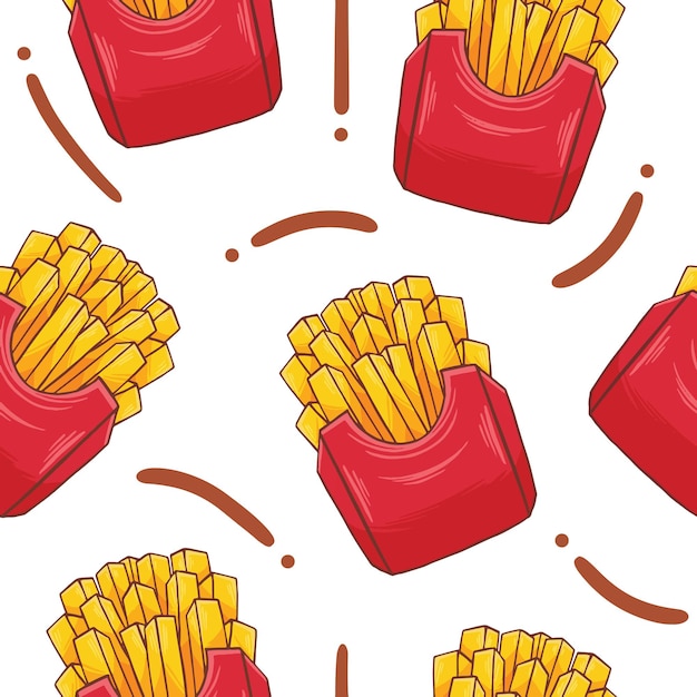 Vector fries fast food naadloze patroon in platte ontwerpstijl