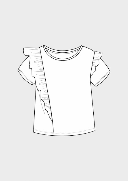 Frilled  t-shirt technical drawing 