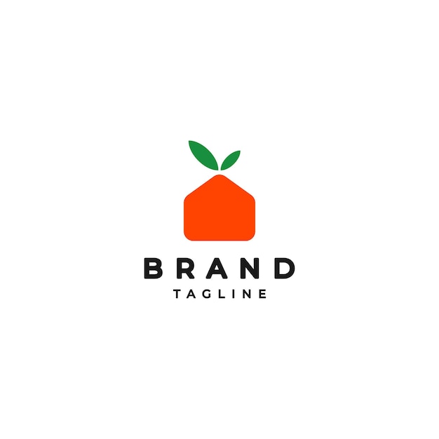Fris oranje vormig huispictogram. Oranje fruit vormige huis pictogram logo ontwerp.