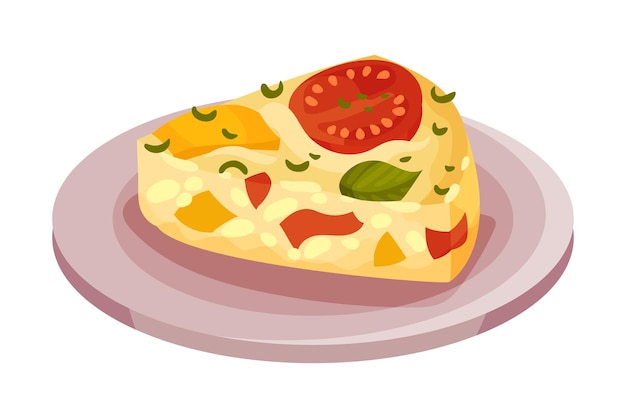 Frittata of omelet met kaas en groenten als Italiaanse keuken gerecht Vector illustratie