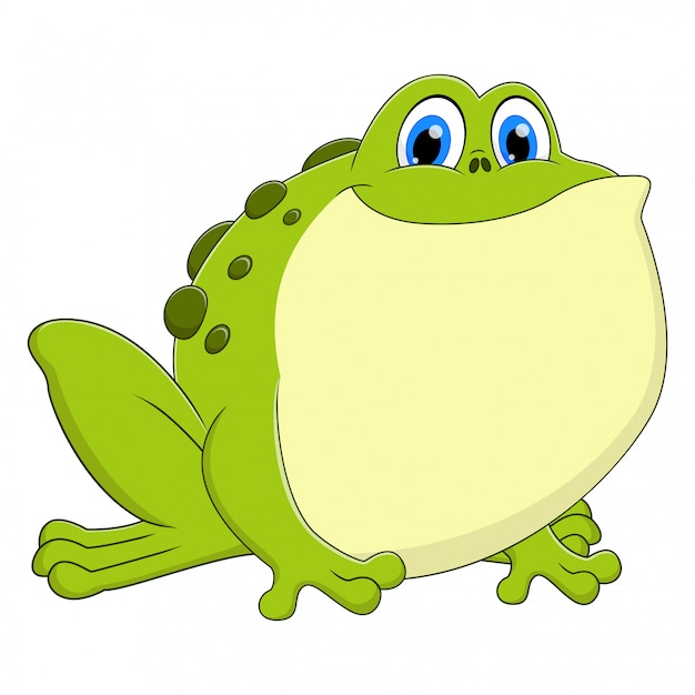 Vettore un cartone animato animale rana seduto e sorridente