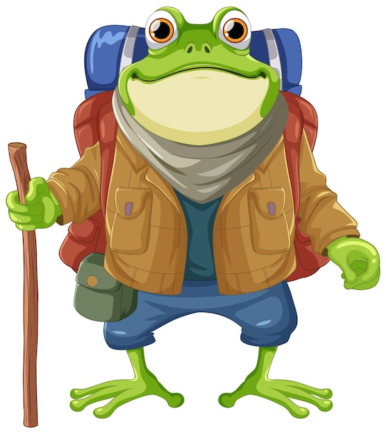 Frog Backpack Traveler Cartoon Character