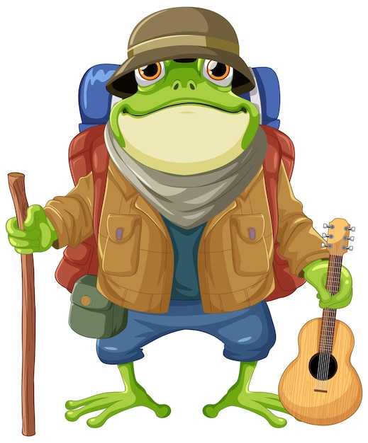 Frog Backpack Traveler Cartoon personage