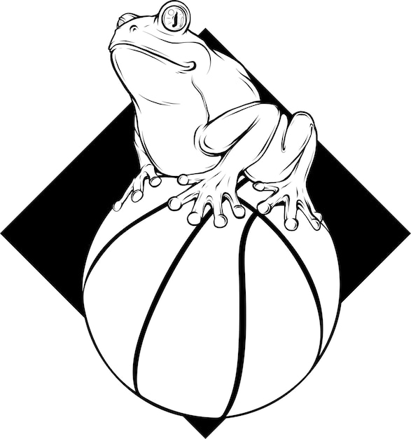 Premium Vector | Frog in black and white outline
