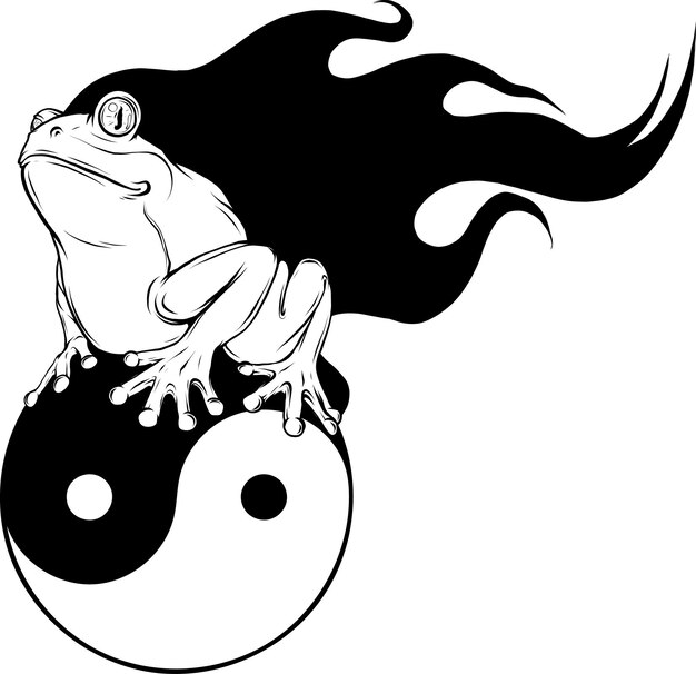 frog in black and white outline