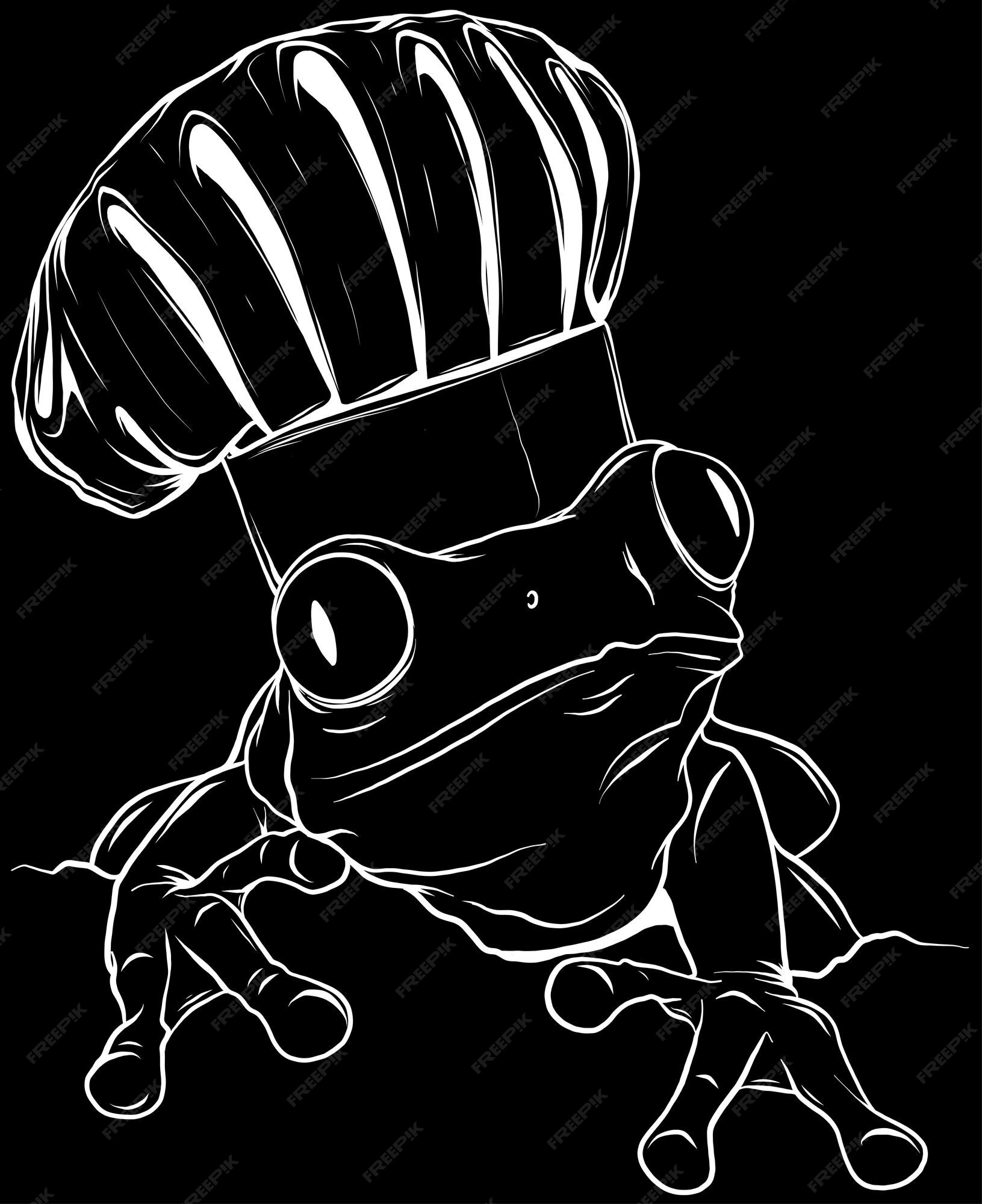 Premium Vector | Frog in black and white outline
