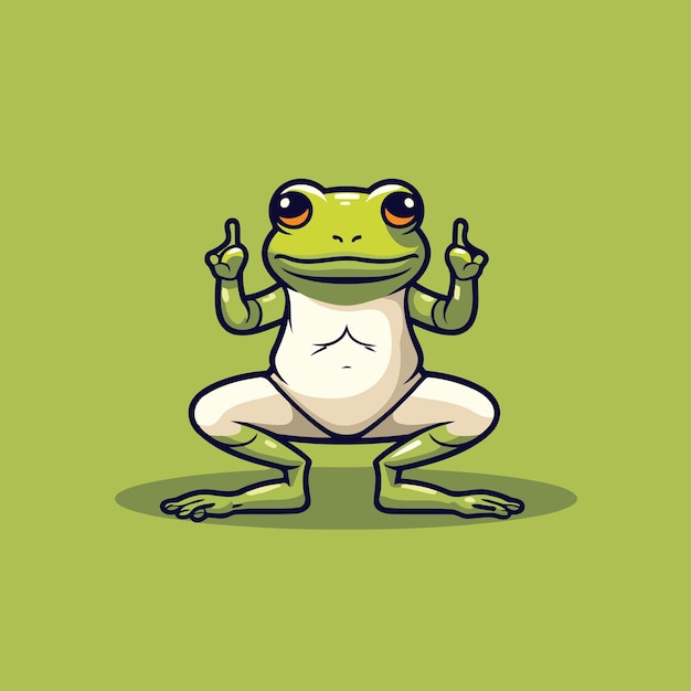 Карикатурный персонаж лягушки, изолированный на зеленом фоне векторная иллюстрация
