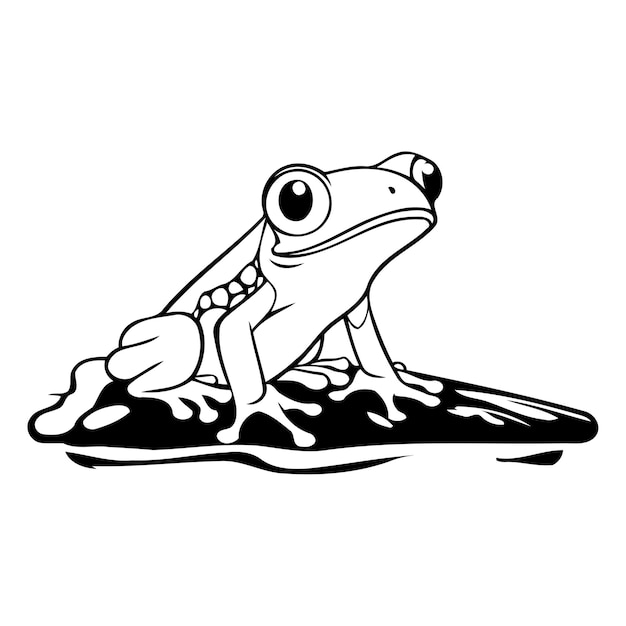 Vector frog cartoon icon vector illustration of frog on the water