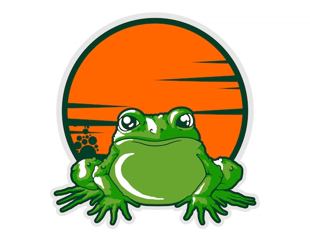 Frog cartoon vector front view