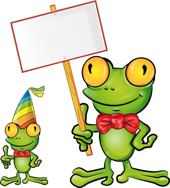 Frog cartoon with signboard