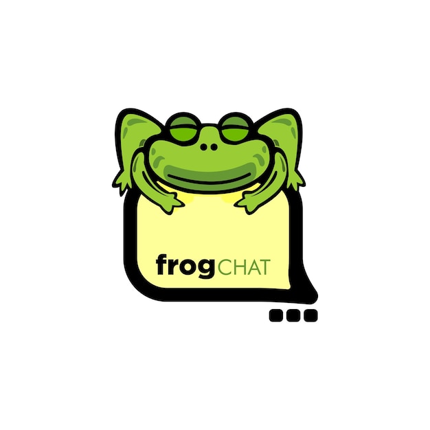 Логотип лягушки чата и значок приложения для обмена сообщениями в простом современном стиле с пузырьковой речью