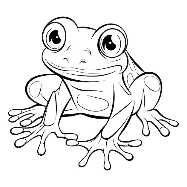 Frog Coloring book for children and adults Vector illustration