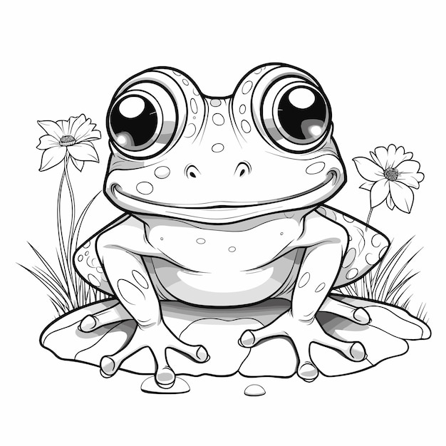 Vector frog for coloring bookline art design for kids coloring page