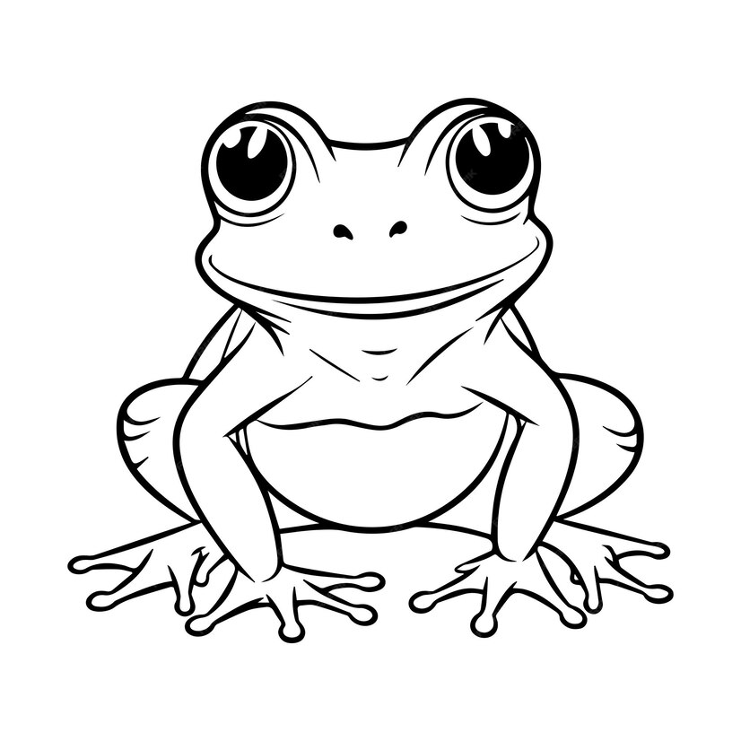 Premium Vector | Frog coloring page for kids.