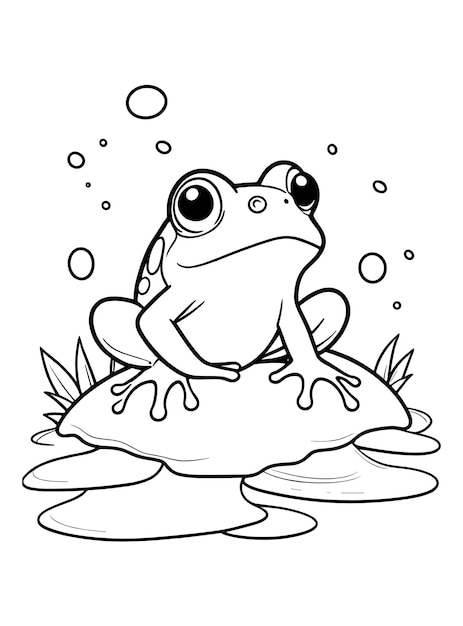 Vector frog coloring page line art illustration and vector art
