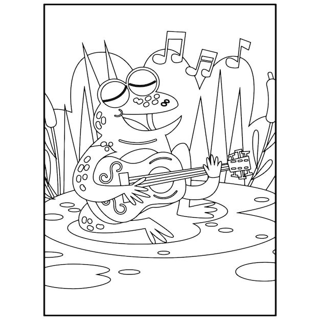 Frog coloring pages for kids