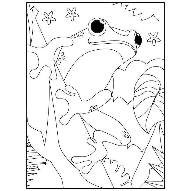 Frog coloring pages for kids