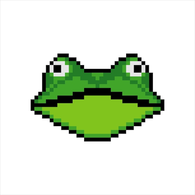 Vector frog face head with pixel art. vector illustration.