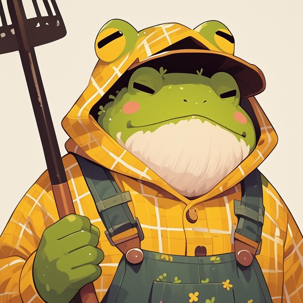 Vector a frog farmer cartoon style