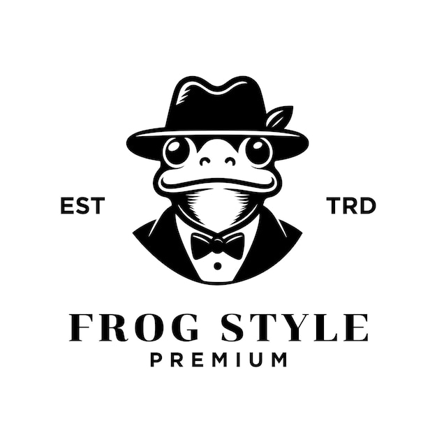 Вектор Дизайн логотипа лягушки джентльмена vintage